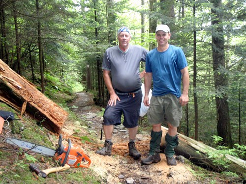 Volunteer trail maintainers from the Smoky Mountains Hiking Club working on the Appalachian Trail