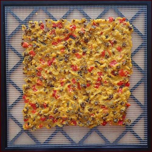 Dried Grits on Excalibur Tray after non-stick sheet was removed.