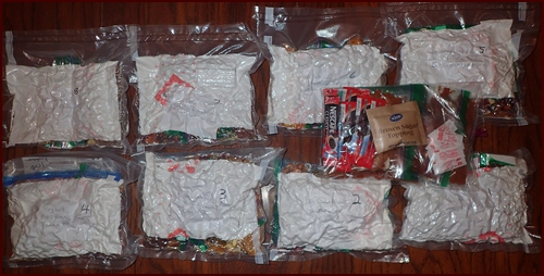 8-days of backpacking meals vacuum sealed.