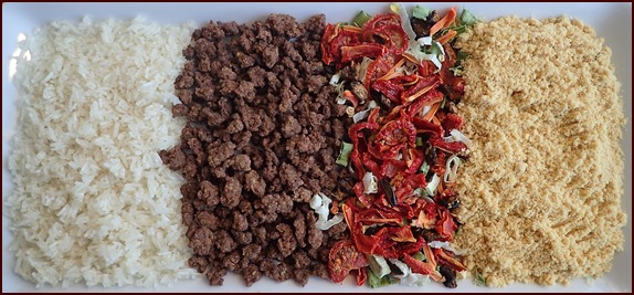 Dried hummus bowl ingredients.