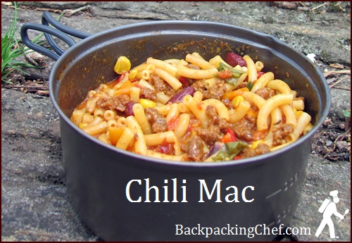 Backpacking Meal: Chili Mac cooked on Appalachian Trail.