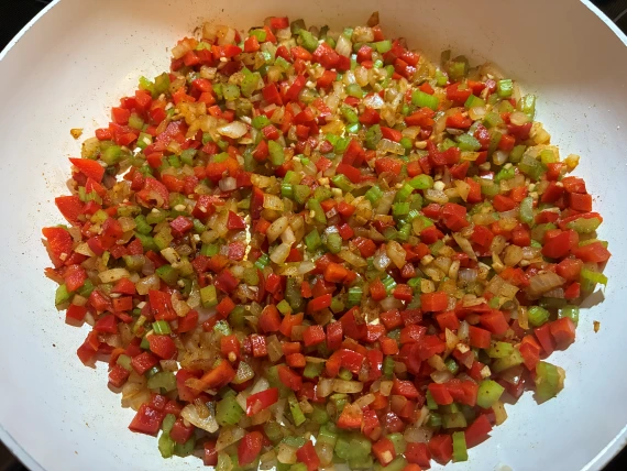 Vegetables cooked first. Vegetables cooked first.