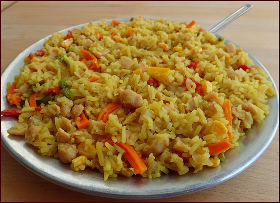 Rehydrated Curry Rice & Vegetables with TVP.