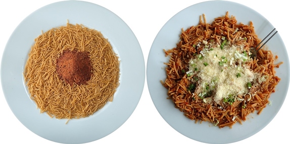 Dehydrated spaghetti backpacking meal.