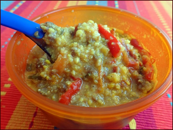 Corn Porridge with Beef & Vegetables after rehydrating with boiled water.