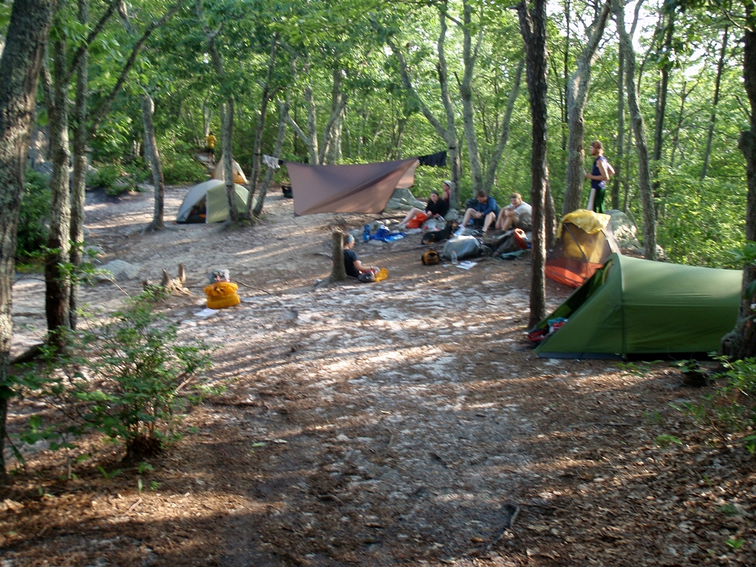 Camping at Dragon's Tooth, Appalachian Trail in Virginia.