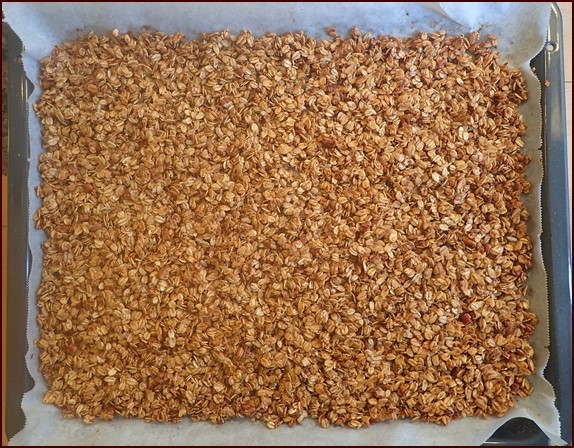 Healthy, homemade granola sweetened with maple syrup.