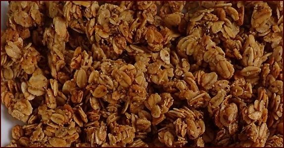 Homemade granola made with honey.