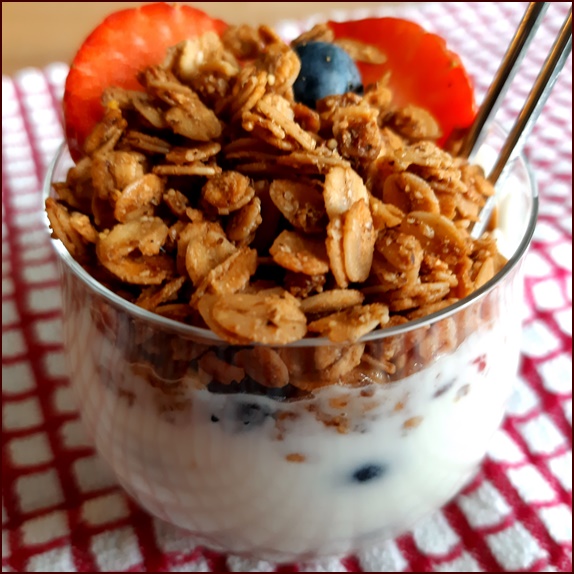 Homemade granola and yogurt.