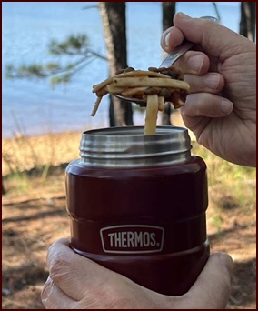 Lentil Bolognese & Fettuccine enjoyed at a “hot lunch spot.”