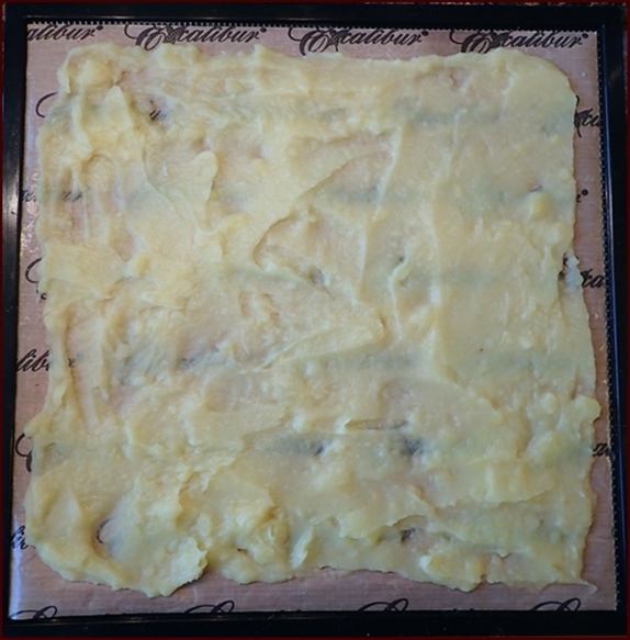 Mashed potatoes on Excalibur dehydrator tray.
