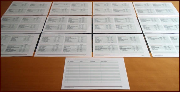 Menu Planning Workbook Recipe Cards