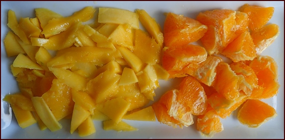 Orange-Mango Fruit Leather Ingredients.