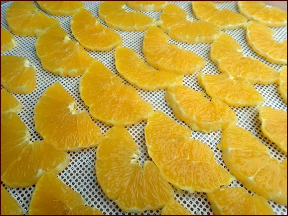 Orange Slices on a nonstick, silicone mesh sheet.