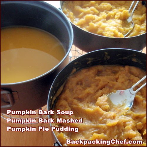Dehydrating pumpkin for pumpkin soup, mashed pumpkin, or pumpkin pie pudding.