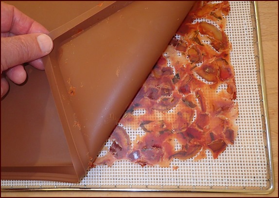 Ratatouille flipped onto mesh sheet. Silicone tray peeled off.