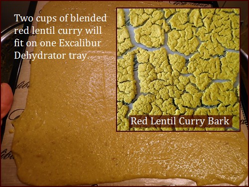 Dehydrating Red Lentil Curry into Bark.