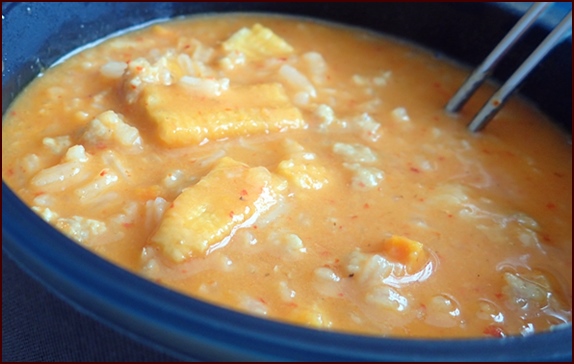 Dehydrated baby corn used in Thai Red Curry-Coconut Soup.