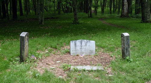 The gravestones of David and William Shelton and Millard Haire on the Appalachian Trail