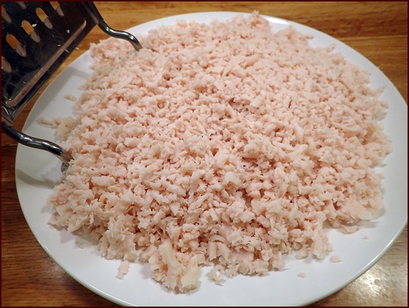 One pound (454 g) of shredded, oven-roasted turkey breast.