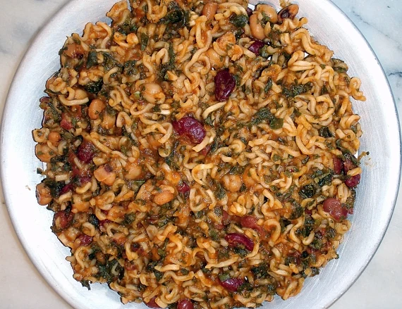 Spinach & Bean Raminara Rehydrated.