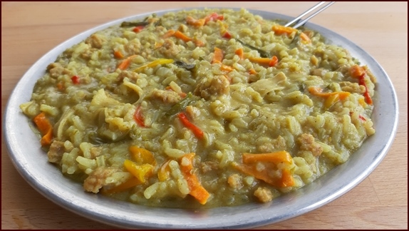 Rehydrated Thai Green Curry with Chicken.