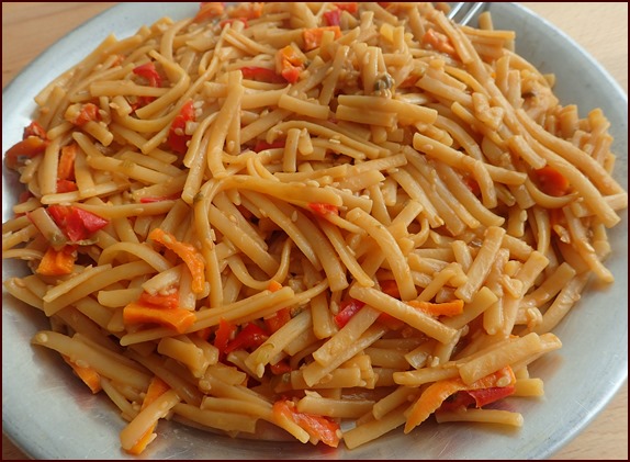 These Thai peanut noodles were dehydrated and then rehydrated for a backpacking meal.