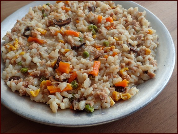 Tuna Rice & Vegetables after rehydration.