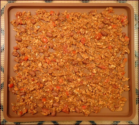 Turkey chili on silicone dehydrator tray.