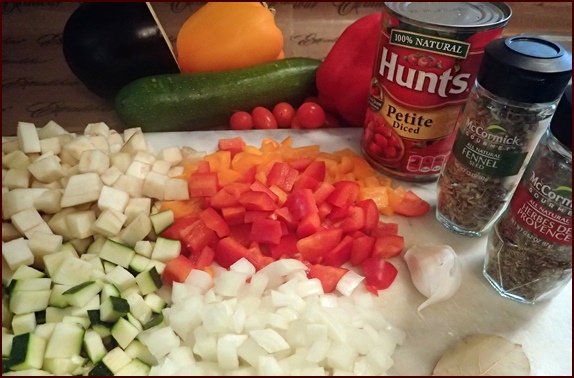 Ratatouille ingredients.