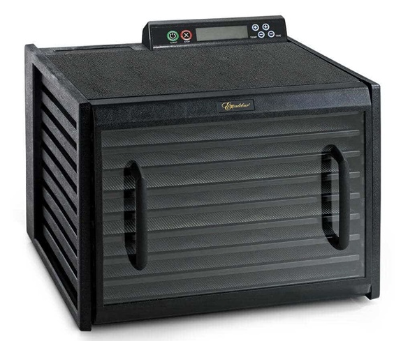 9-tray Excalibur Dehydrator with 48-hour digital controls and clear door