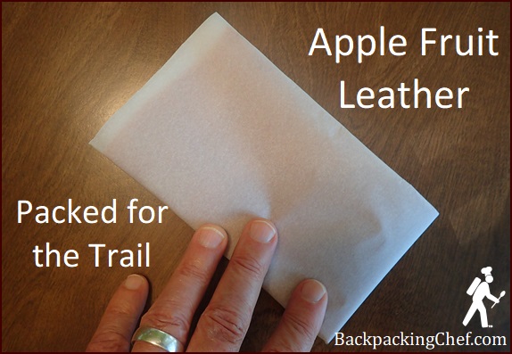 Apple fruit leather packed for the trail.