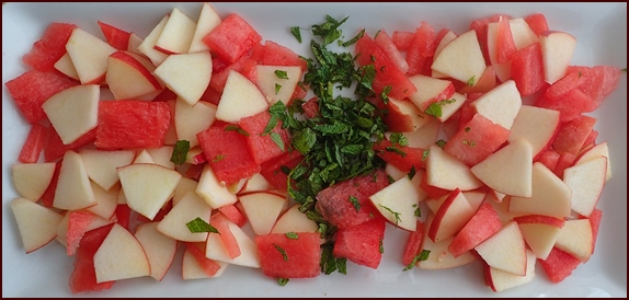 Apple-mint-watermelon fruit leather ingredients.