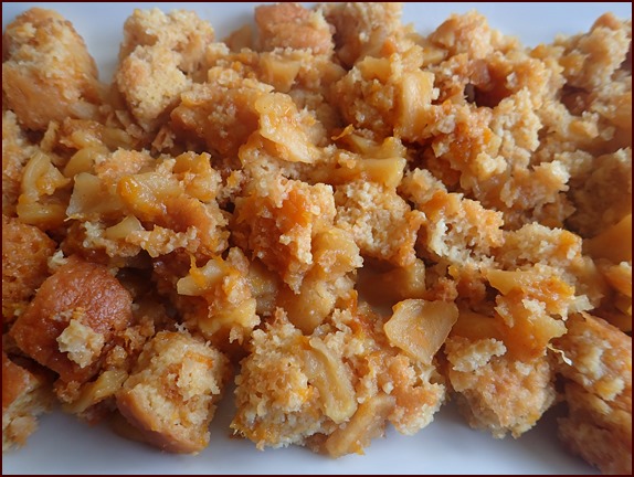 Rehydrated apricots and apples with pancake bites.