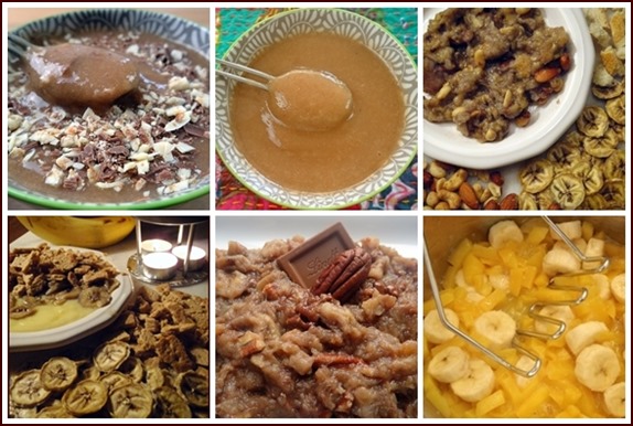 Several kinds of puddings made with bananas.