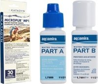 Backpacking Water Purification: Aquamira Water Treatment Drops and Katadyn Micropur Tablets.