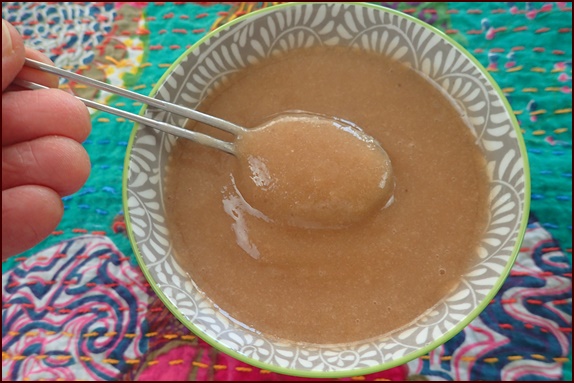 Banana-pineapple pudding made from fruit leather.
