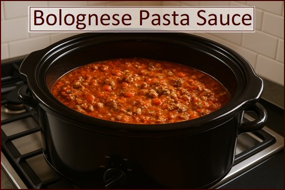 Bolognese pasta sauce in slow cooker.