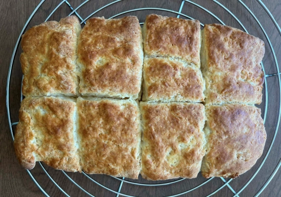 Buttermilk biscuits fresh out of the oven.