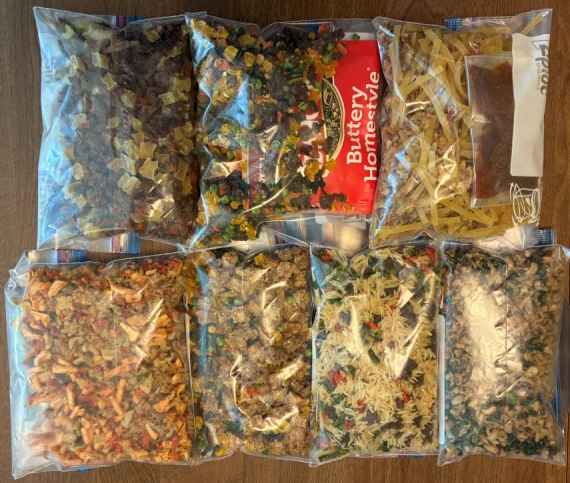 Cabin cuisine dehydrated meals packed. Cabin cuisine dehydrated meals packed.