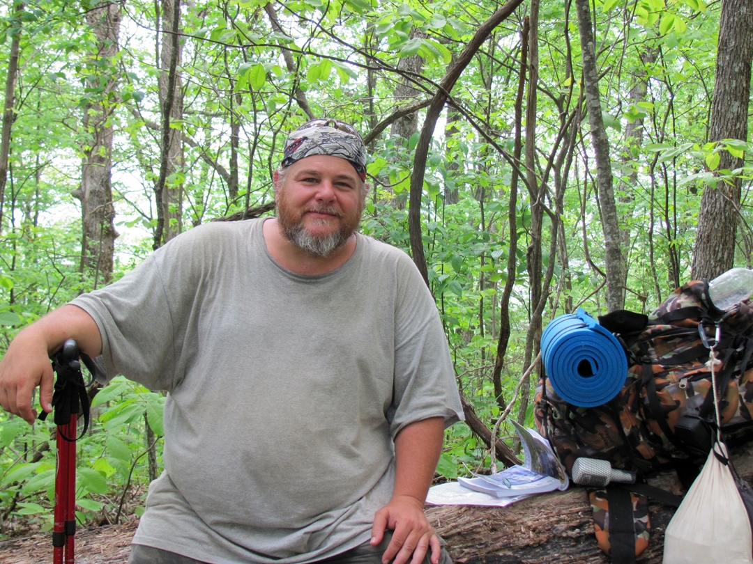 Appalachian Trail at Chattahoochie Gap in Georgia, chat with "Big Country."