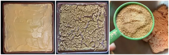 Dehydrating chicken-flavored hummus.