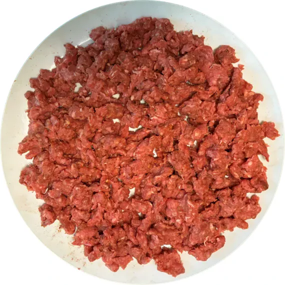 Lean ground beef with ground dried breadcrumbs mixed in. Lean ground beef with ground dried breadcrumbs mixed in.