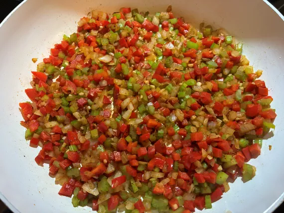 Vegetables cooked first. Vegetables cooked first.