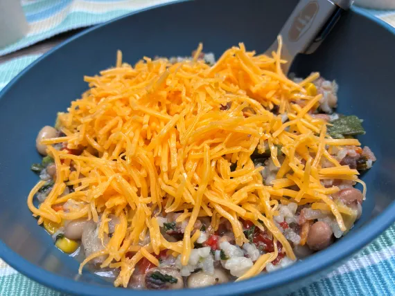 Hoppin' John with Vegetables & Cheese. Hoppin' John with Vegetables & Cheese.