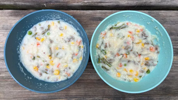 Mashed potatoes with beef and vegetables. Mashed potatoes with beef and vegetables.