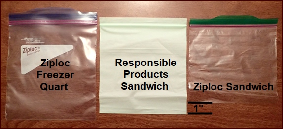 Compostable bags compared to Ziploc bags