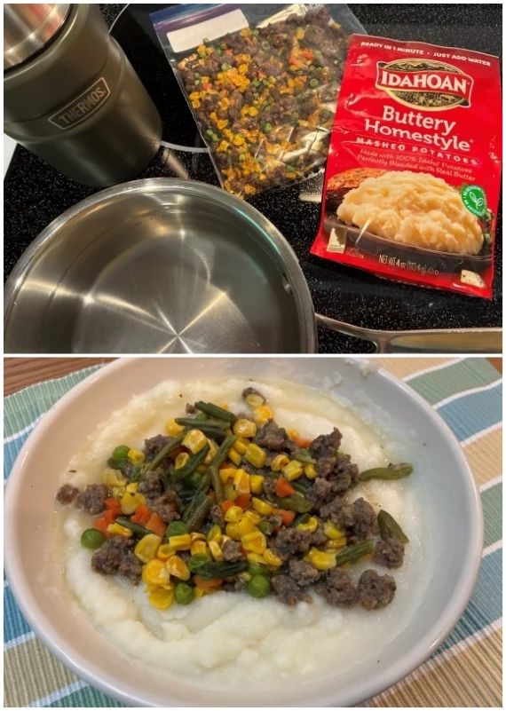 Rehydrating cottage pie. Rehydrating cottage pie.