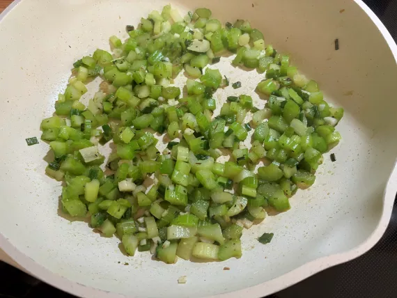 Step One: Cook spring onions, celery & garlic.