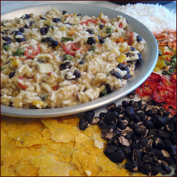 Dehydrated black beans in corn bark stew.